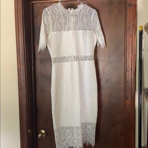 Lulus white lace midi dress